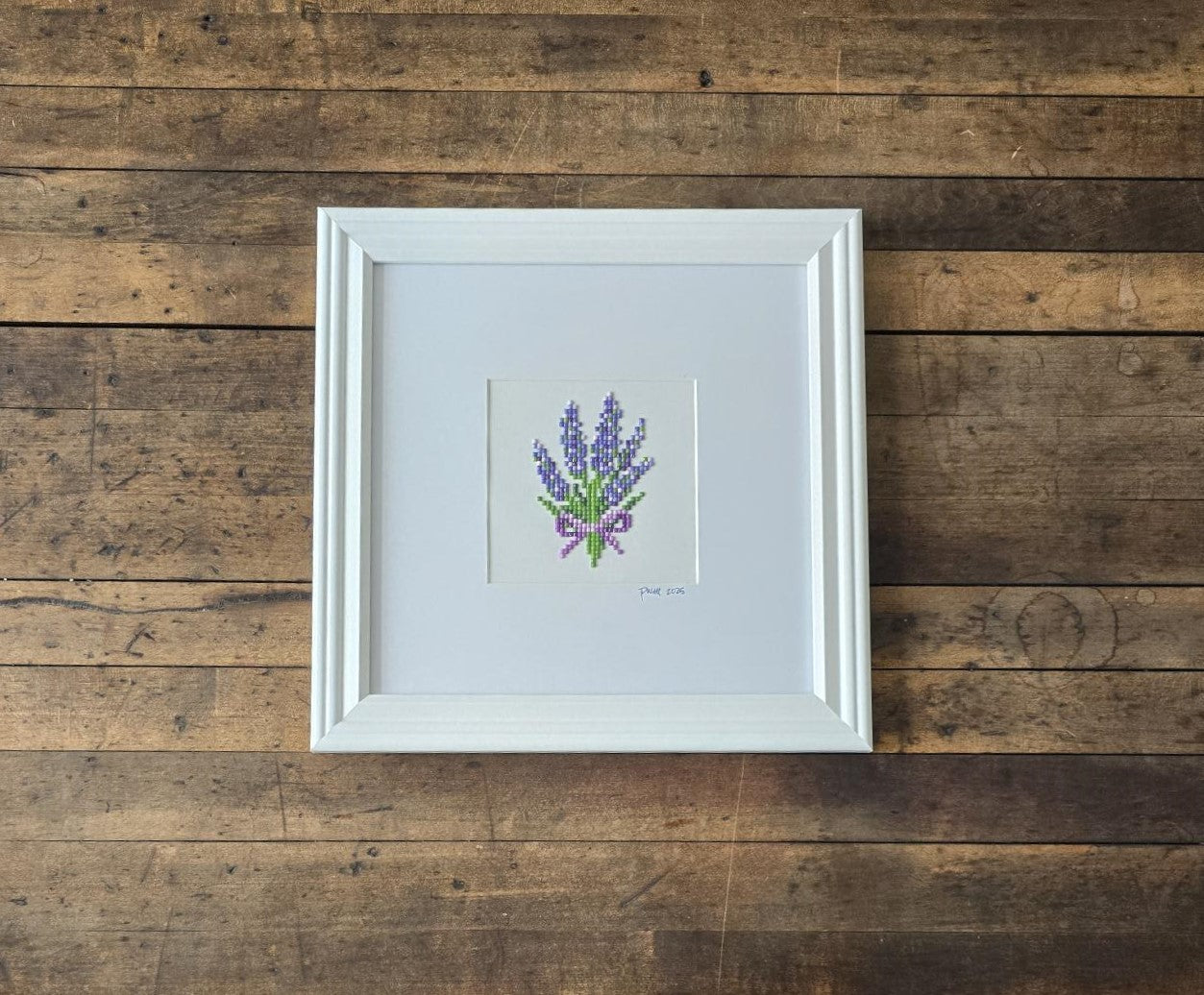 Framed Diamond Painting of Lavender (White Gallery Frame)