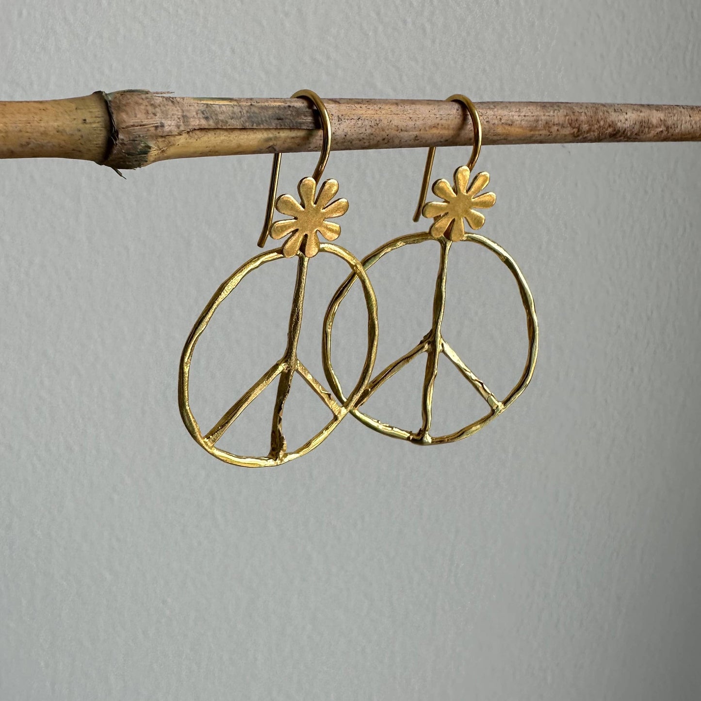 Peace Symbol Earrings | Dangle Earrings | 18K Gold-Plated