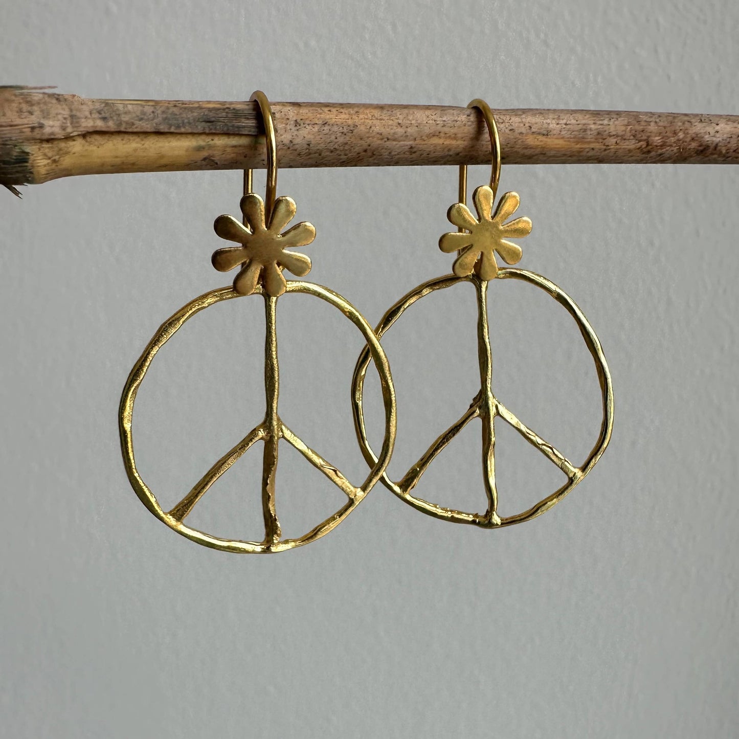 Peace Symbol Earrings | Dangle Earrings | 18K Gold-Plated