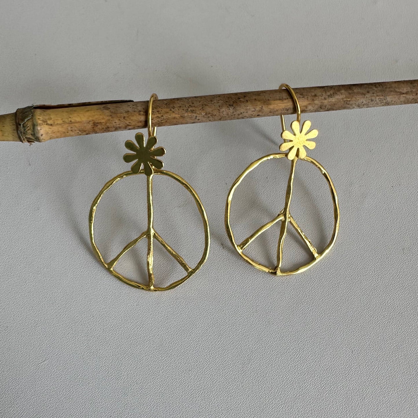 Peace Symbol Earrings | Dangle Earrings | 18K Gold-Plated