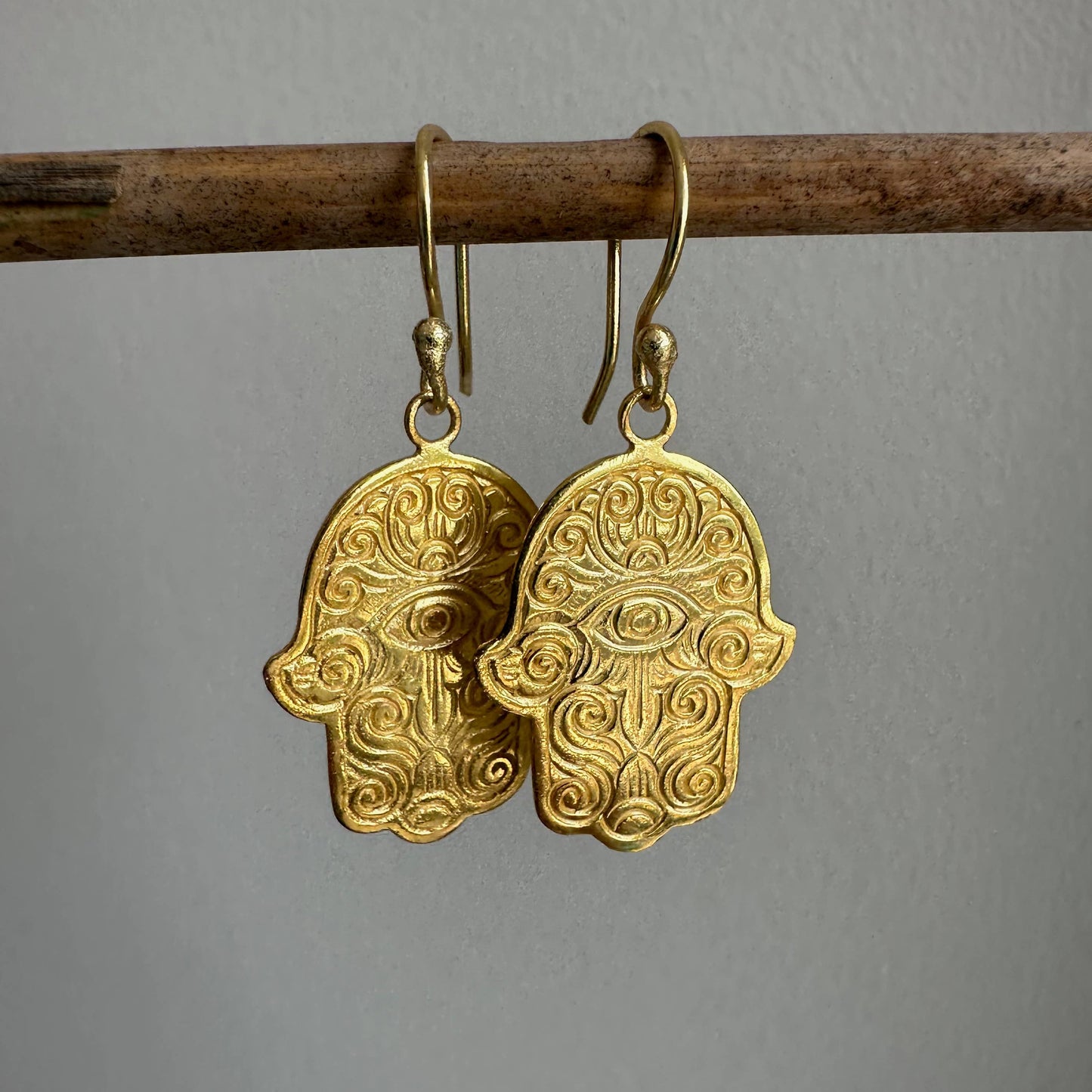 Hamsa Earrings | Gold Dangle Earrings | 18K Gold-Plated