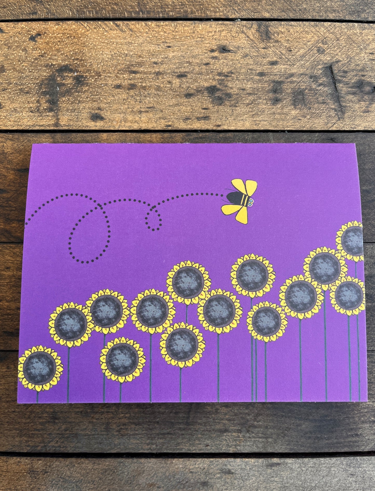 Note Cards (10) Purple Bee Line With Sun Flower Note Cards With (10) Envelopes