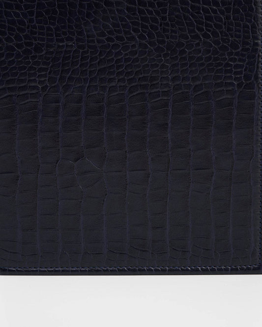 Night Sky Embroidered Large Jewelry Box in Navy Croc