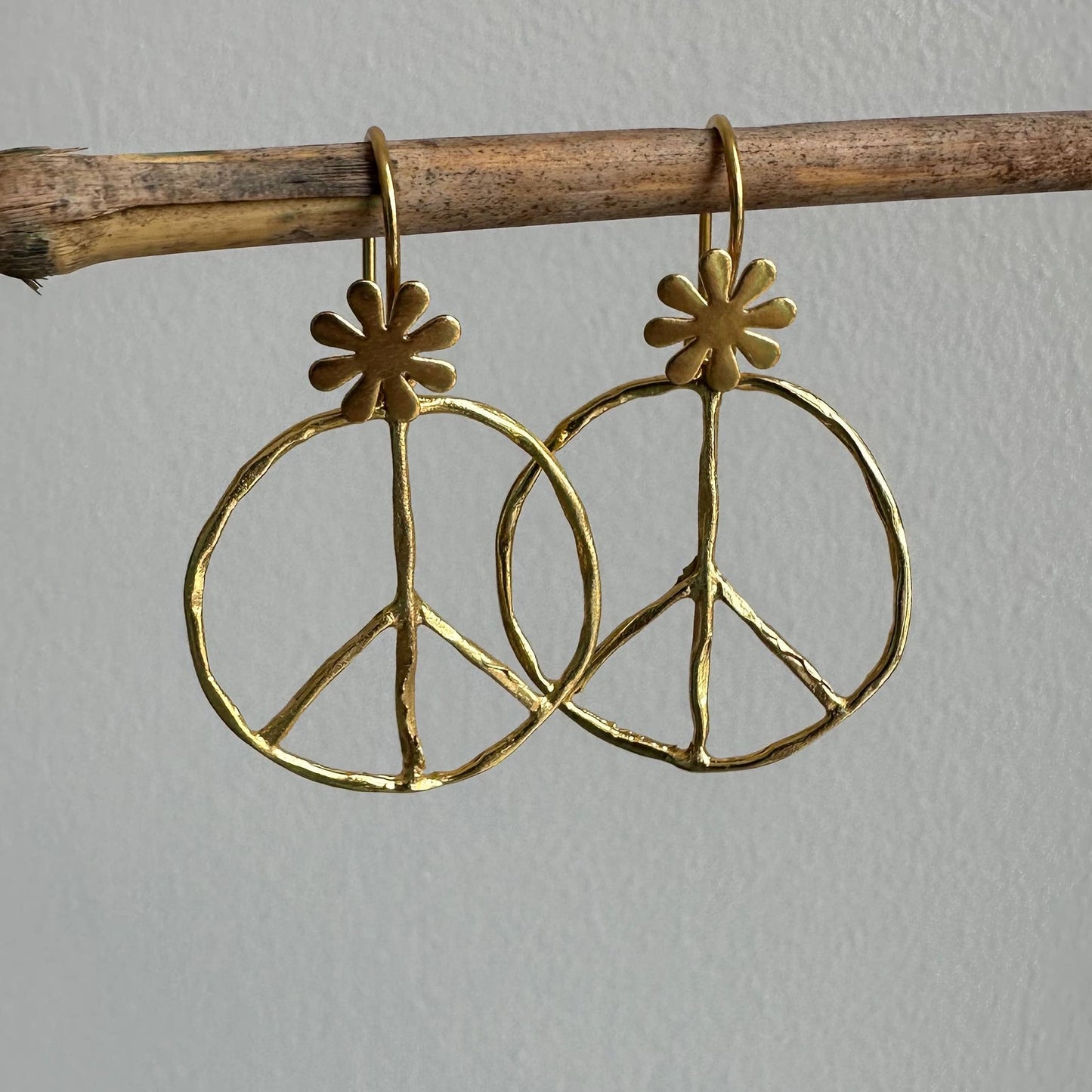 Peace Symbol Earrings | Dangle Earrings | 18K Gold-Plated