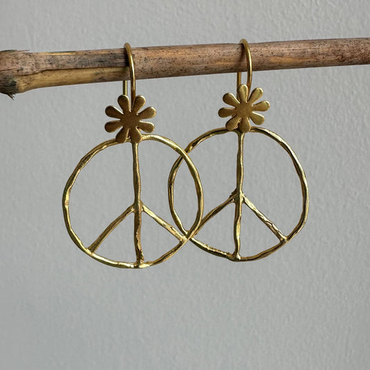 Peace Symbol Earrings | Dangle Earrings | 18K Gold-Plated