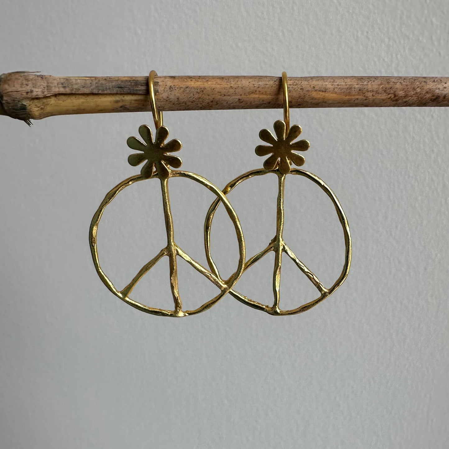 Peace Symbol Earrings | Dangle Earrings | 18K Gold-Plated