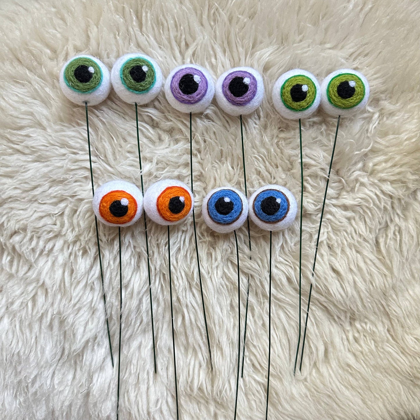 Plant Eyeballs-Hand Felted Wool Eyeballs
