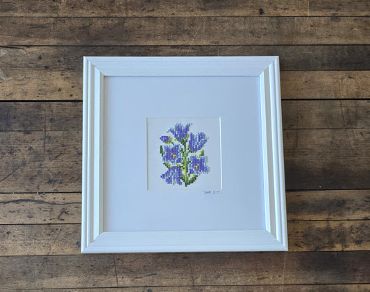 Framed Diamond Painting of Bluebell (White Gallery Frame)