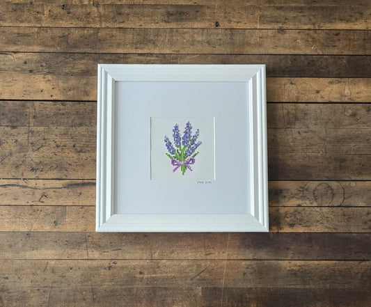 Framed Diamond Painting of Lavender (White Gallery Frame)