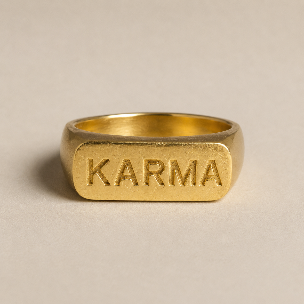 Karma Ring | Gold Signet Ring | 18K Gold-Plated Ring