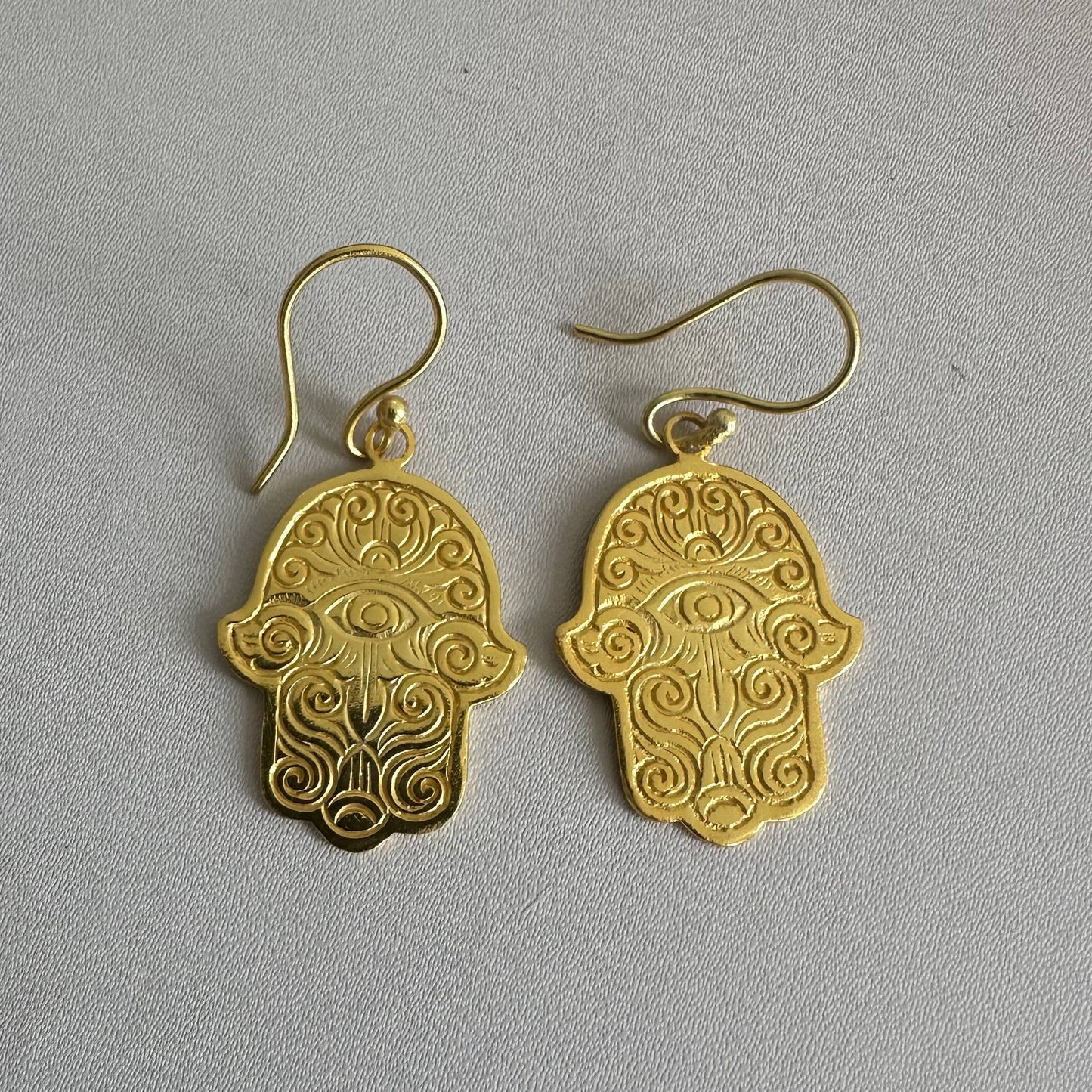 Hamsa Earrings | Gold Dangle Earrings | 18K Gold-Plated