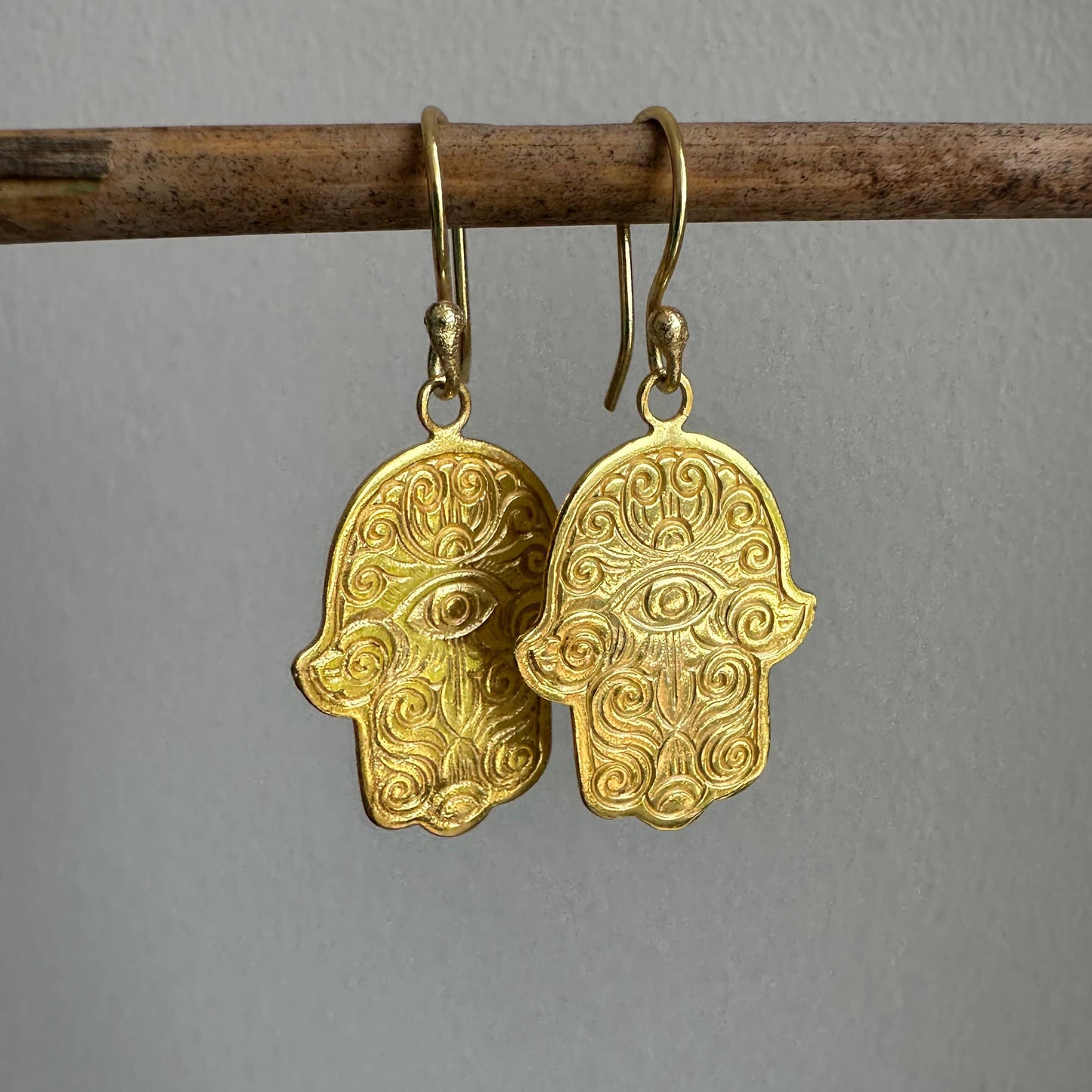 Hamsa Earrings | Gold Dangle Earrings | 18K Gold-Plated