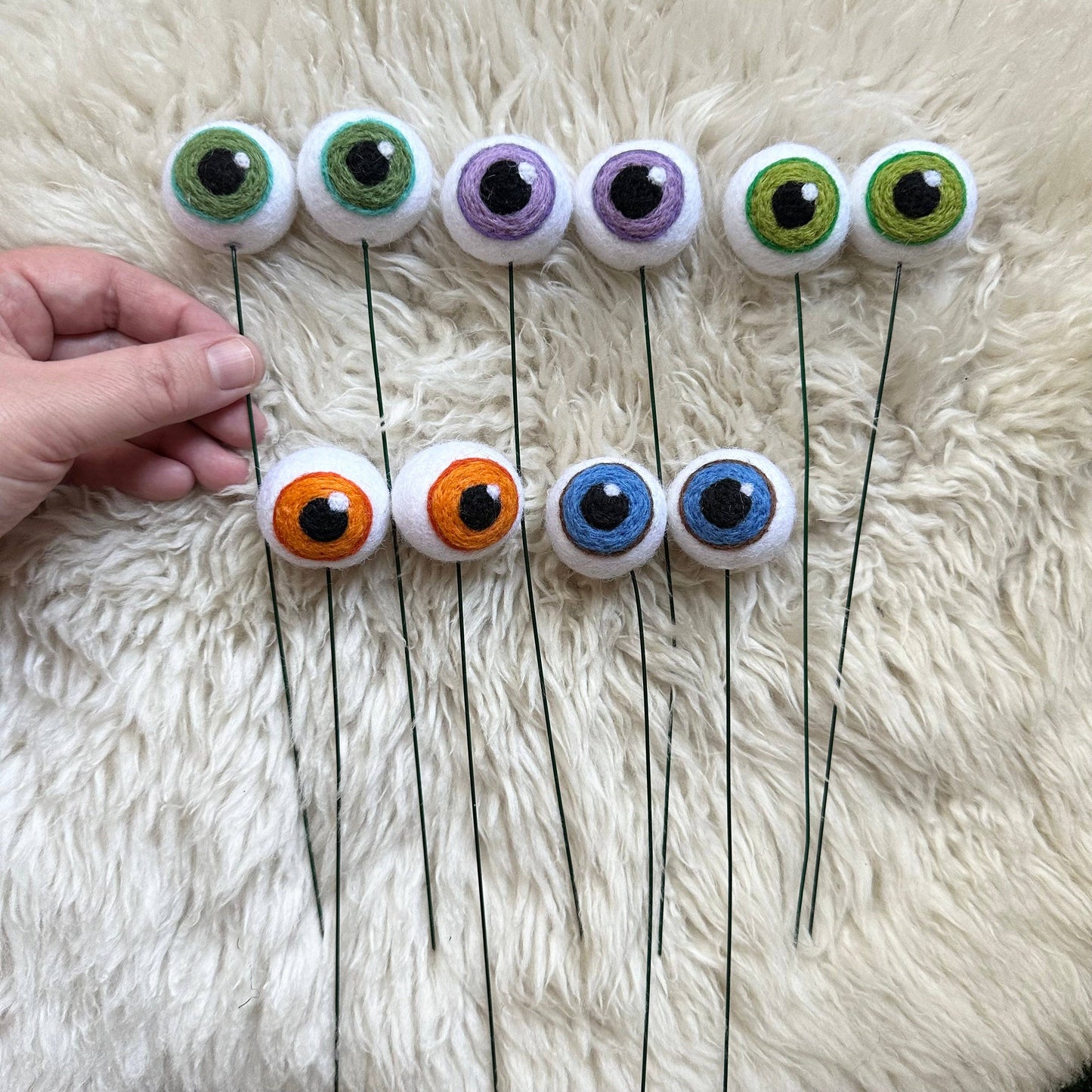 Plant Eyeballs-Hand Felted Wool Eyeballs